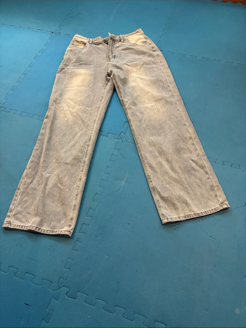 Women wide-Leg Light Gray Jeans
